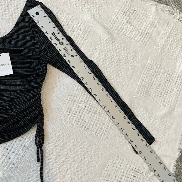 new black shimmer silver stripe one shoulder ruched top TLS1 2915 - Picture 4 of 10